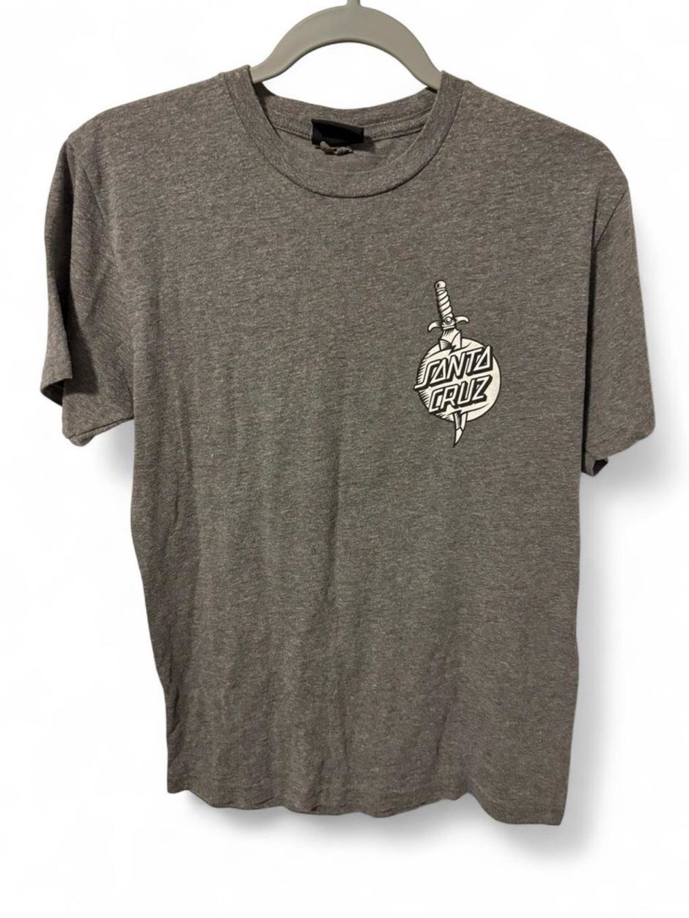 Santa Cruz Skateboards Heather Gray Short Sleeve Dagger Logo Tee